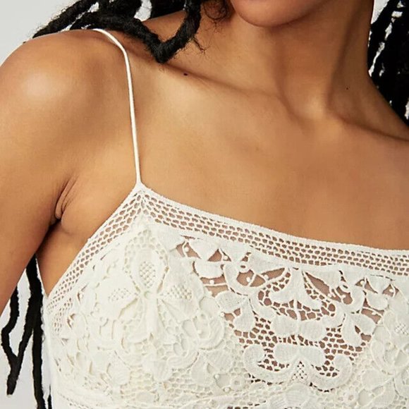 Free People Fp One Lyra Bralette Crochet Embroidered White Top XS - Picture 2 of 8